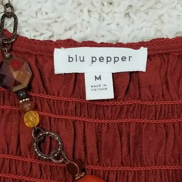 Dress. Smocked, Tiered. Paprika Color. Blu Pepper Brand. Size Medium. - Picture 10 of 10